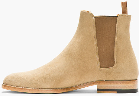 mens beige chelsea suede leather boots