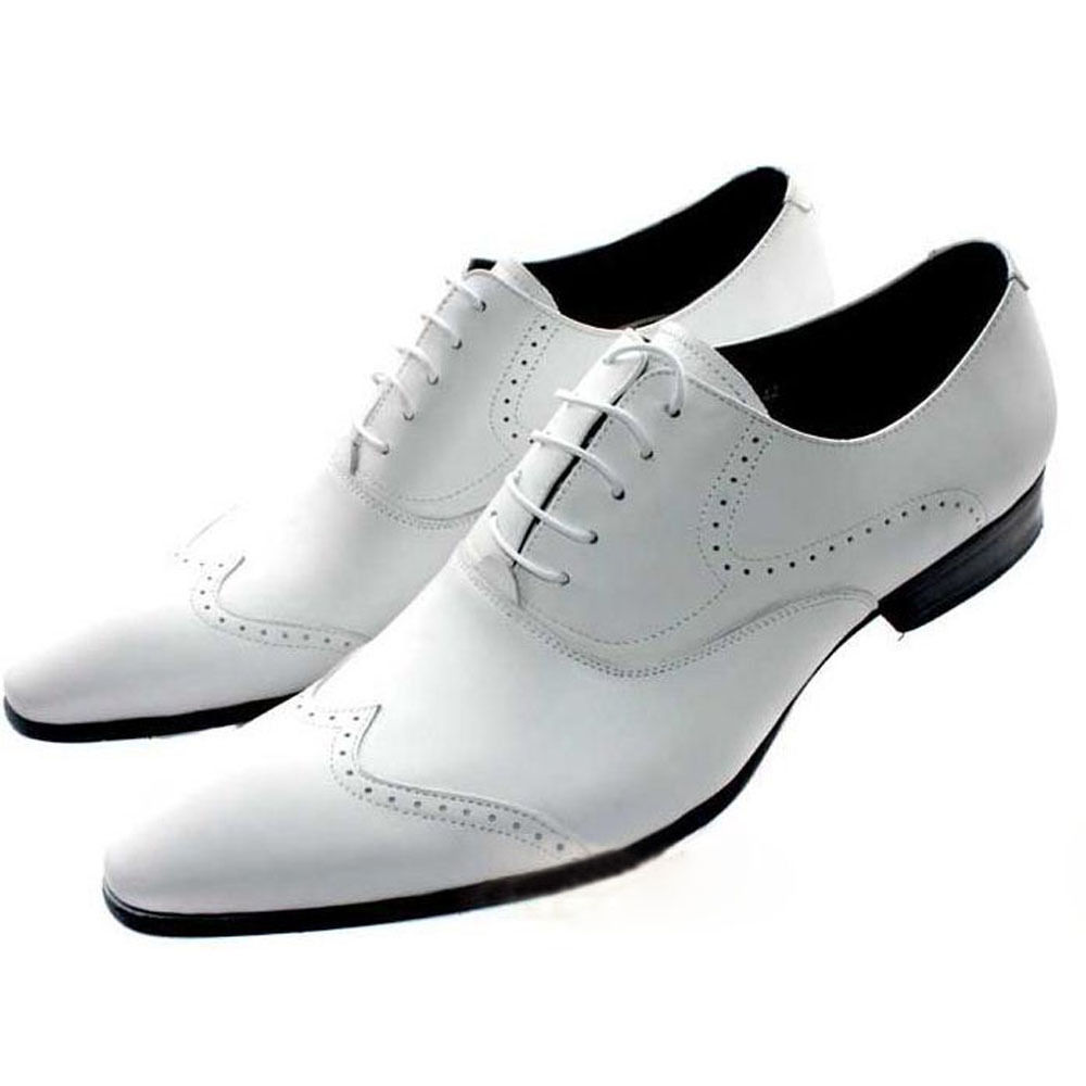  Men  Oxford White  Brogue Slip On Wingtip Boots  Dress  Shoes  