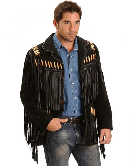 Unik Black Leather Jacket Fringe Men s Leather Skin Men Western Black Suede Cowboy Leather Jacket 